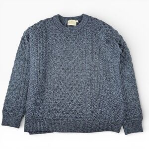 Blarney Woollen Mills Blue Cable Knit XL Blarney Merino Wool Sweater Fisherman